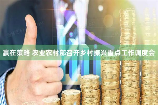 赢在策略 农业农村部召开乡村振兴重点工作调度会